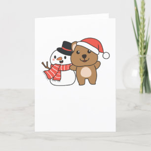 Cartes Pour Fêtes Annuelles Quokka avec bonhomme de neige en hiver à Noël
