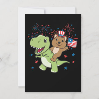 Cartes Pour Fêtes Annuelles Quokka Avec T-rex Pour Le 4 Juillet Fireworks Hol