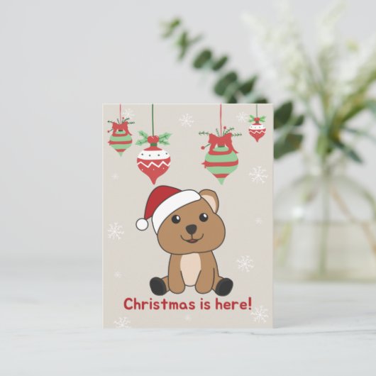 Cartes Pour Fêtes Annuelles Quokka Noël Neige Hiver Animaux Quokkas Vacances (Debout devant)