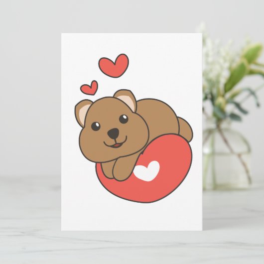 Cartes Pour Fêtes Annuelles Quokka pour la Saint-Valentin Animaux mignons Cœur (Debout devant)