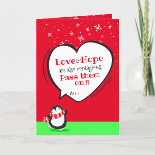 Cartes Pour Fêtes Annuelles Quota de Cute Penguin Love & Hope Heart
