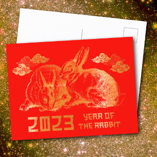 Cartes Pour Fêtes Annuelles Rabbit chinois Zodiac lunaire Nouvel An
