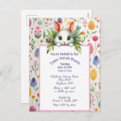 Cartes Pour Fêtes Annuelles Rabbit de Pâques et Oeufs Potluck Brunch Invitatio (Devant / Derrière)