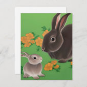 Cartes Pour Fêtes Annuelles Rabbit et kit (Devant / Derrière)