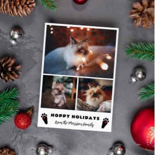 Cartes Pour Fêtes Annuelles Rabbit Paws Photo Collage Hoppy Holidays