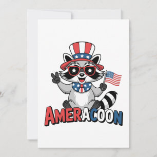 Cartes Pour Fêtes Annuelles Raccoon Amérique patriotique 4 juillet Amérique