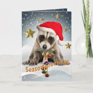 Cartes Pour Fêtes Annuelles RACCOON BABY XMAS Salutations de saison 2