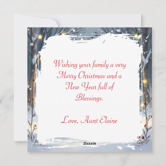 Cartes Pour Fêtes Annuelles Raccoon et écureuil suspendus lumières de Noël (Dos)