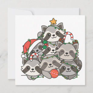 Cartes Pour Fêtes Annuelles Raccoon Noël Arbre drôle Animal Noël