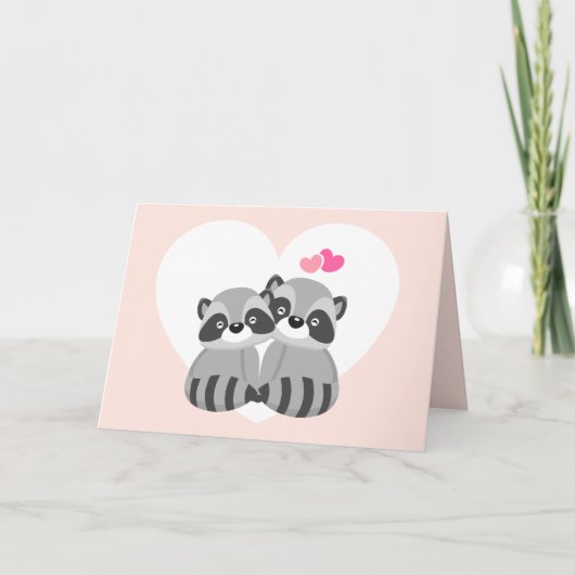 Cartes Pour Fêtes Annuelles Raccoons de la Saint Valentin (Devant)