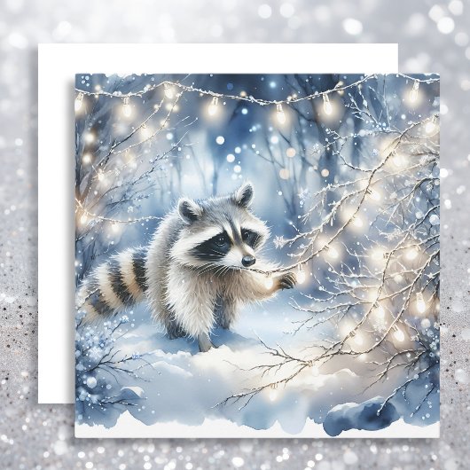 Cartes Pour Fêtes Annuelles Racoon Magique Enchantée Forêt de Noël