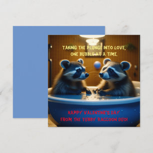 Cartes Pour Fêtes Annuelles Racoons Adorables dans la Baignoire Amour de la Sa