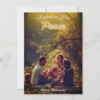 Cartes Pour Fêtes Annuelles Radiant in His Peace Religious Elegant One Photo 