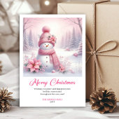 Cartes Pour Fêtes Annuelles Radiant pink snowman winter kids card digital file