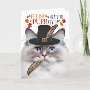 Cartes Pour Fêtes Annuelles Ragdoll Lilac Point Cat Grateful pour PURRkey Day