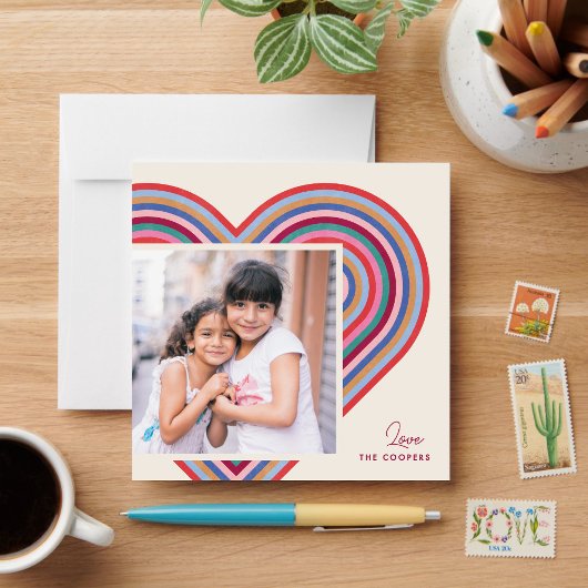 Cartes Pour Fêtes Annuelles Rainbow Heart Flat Valentine's Day Card - Bourgogn