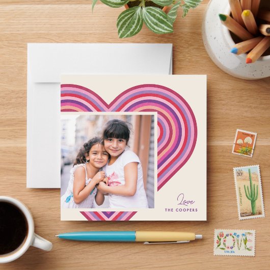 Cartes Pour Fêtes Annuelles Rainbow Heart Flat Valentine's Day Card - Plum