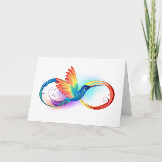 Cartes Pour Fêtes Annuelles Rainbow Hummingbird with Infinity symbol (Devant)