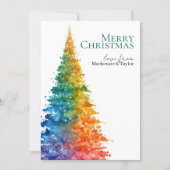 Cartes Pour Fêtes Annuelles Rainbow Modern Christmas Tree Photo Personalized (Devant)