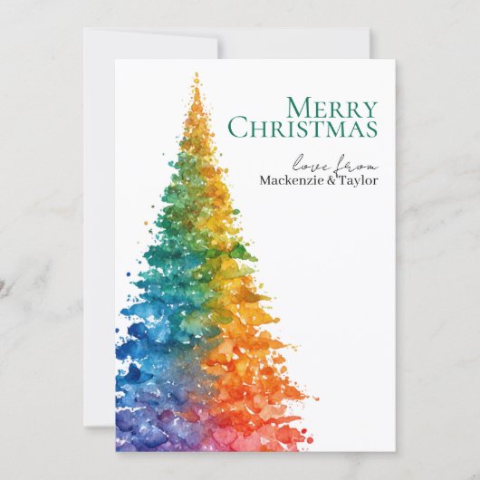 Cartes Pour Fêtes Annuelles Rainbow Modern Christmas Tree Photo Personalized (Devant)