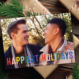 Cartes Pour Fêtes Annuelles Rainbow Pride LGTBQ Happest Holidays Photo