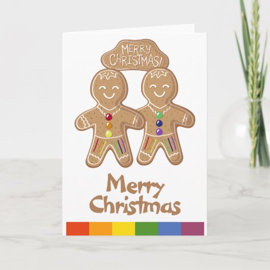 Cartes Pour Fêtes Annuelles Rainbow Pride Whimsical Christmas Gingerbread Homm (Devant)