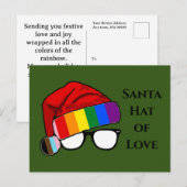 Cartes Pour Fêtes Annuelles Rainbow Santa Hat of Love (Devant / Derrière)