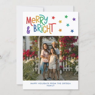 Cartes Pour Fêtes Annuelles Rainbow Stars Joyeux et lumineux Noël photo