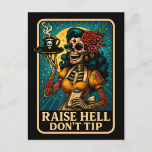 Cartes Pour Fêtes Annuelles Raise Hell Skeleton Witress Retro