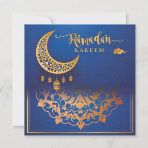 Cartes Pour Fêtes Annuelles Ramadan customisé Kareem Moubarak Bleu et doré 5