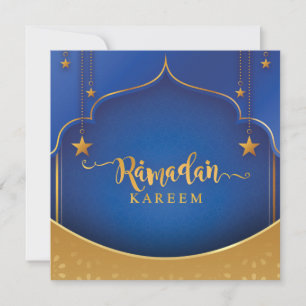 Cartes Pour Fêtes Annuelles Ramadan customisé Kareem Moubarak Bleu et or