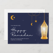 Cartes Pour Fêtes Annuelles Ramadan Kareem bleu (Devant / Derrière)