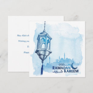 Cartes Pour Fêtes Annuelles Ramadan Kareem Mubarak Aquarelle Mosquée bleue