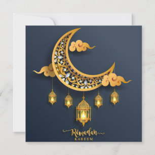 Cartes Pour Fêtes Annuelles Ramadan Moubarak Bejewel Croissant Lanterne islami