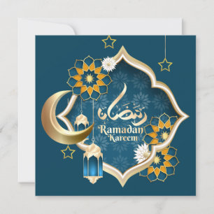 Cartes Pour Fêtes Annuelles Ramadan Moubarak Lanterne Islamique Croissant Étoi