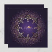 Cartes Pour Fêtes Annuelles Ramadan Moubarak mosquée violet et doré (Devant / Derrière)