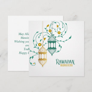 Cartes Pour Fêtes Annuelles Ramadan Moubarak Turquoise doré