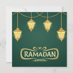 Cartes Pour Fêtes Annuelles Ramadan Moubarak vert brillant de la lanterne isla