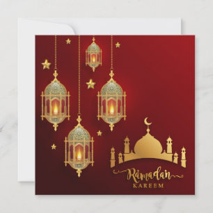 Cartes Pour Fêtes Annuelles Ramadan Mubarak Gold Mosquée islamique lanterne ro