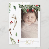 Cartes Pour Fêtes Annuelles Rameaux Joyeux de Houx (Devant / Derrière)