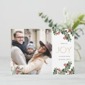 Cartes Pour Fêtes Annuelles Rameaux joyeux de houx | feuille d'or (Debout devant)