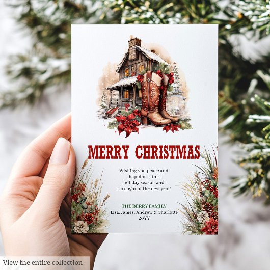 Cartes Pour Fêtes Annuelles Ranch style Christmas greeting card editable