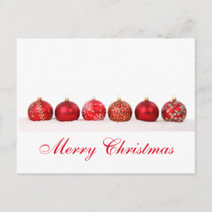 Cartes Pour Fêtes Annuelles Rangée de boules de Noël en verre rouge dans la ne