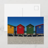 Cartes Pour Fêtes Annuelles Rangée de cases de plage aux couleurs vives (Devant / Derrière)