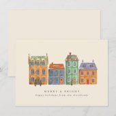Cartes Pour Fêtes Annuelles Rangée de maisons par un jour d'hiver (Devant / Derrière)
