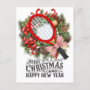 Cartes Pour Fêtes Annuelles Raquette de tennis pour Noël et Joueur du Nouvel A