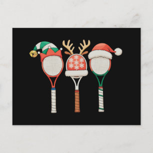 Cartes Pour Fêtes Annuelles Raquette de tennis Renne Bois de cerf Chapeau de P