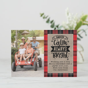 Cartes Pour Fêtes Annuelles Rarement Calme Toujours Lumineux Plaid Burlap Phot