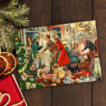 Cartes Pour Fêtes Annuelles Rassemblement vintage de la famille de Noël<br><div class="desc">Carte de vacances vintage Retro Christmas Family Gathering.</div>