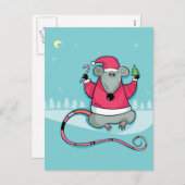 Cartes Pour Fêtes Annuelles Rat de Noël en combinaison Père Noël (Devant / Derrière)